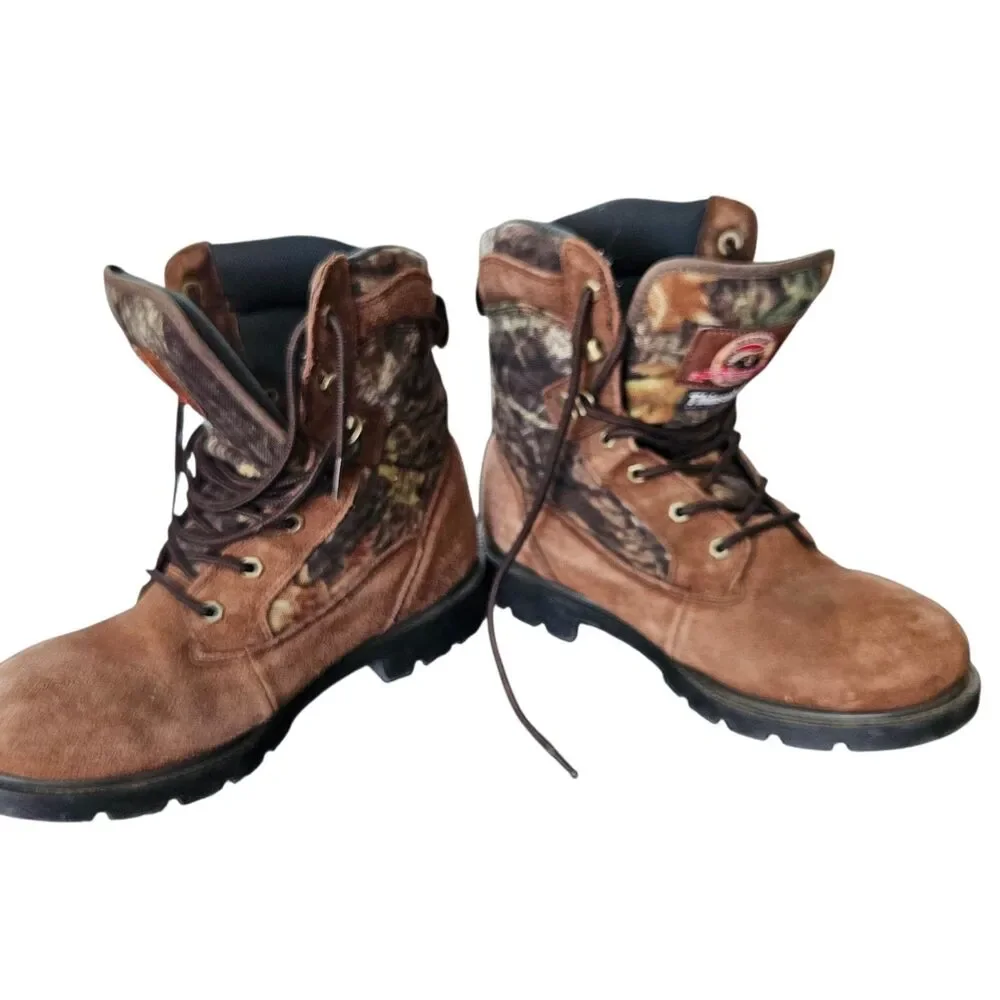 Brahma Hunter Hunting Boots Mens Size 9 Brown Suede Camo Thinsulate Lace Up Work